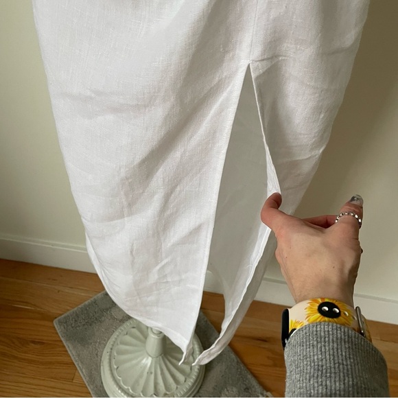 Casa | Raki Gaby White Linen Knot Front Side Slit Midi Skirt EUC Size Medium - Picture 8 of 12